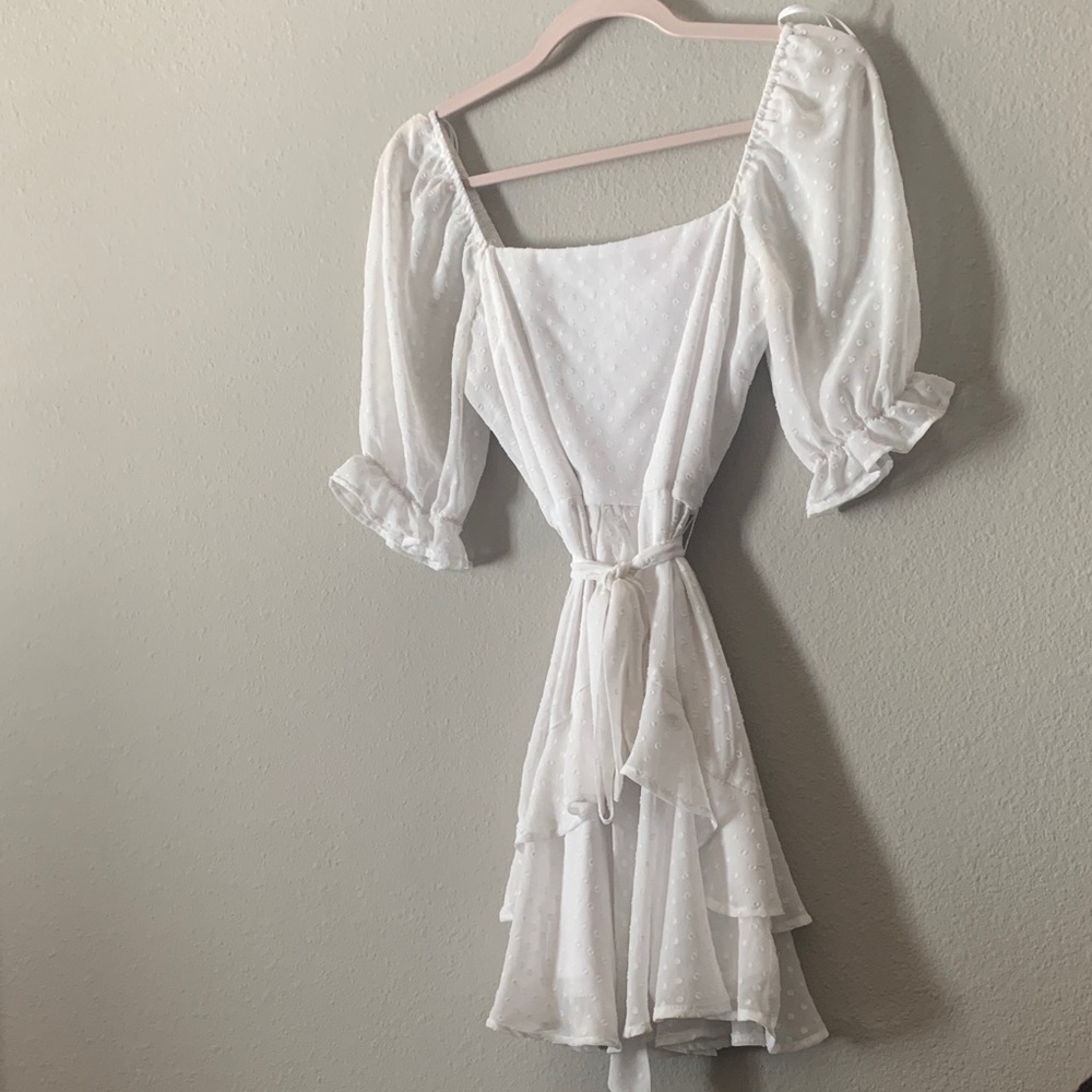 Francesca's Collections White Ruffle Mini Dress
